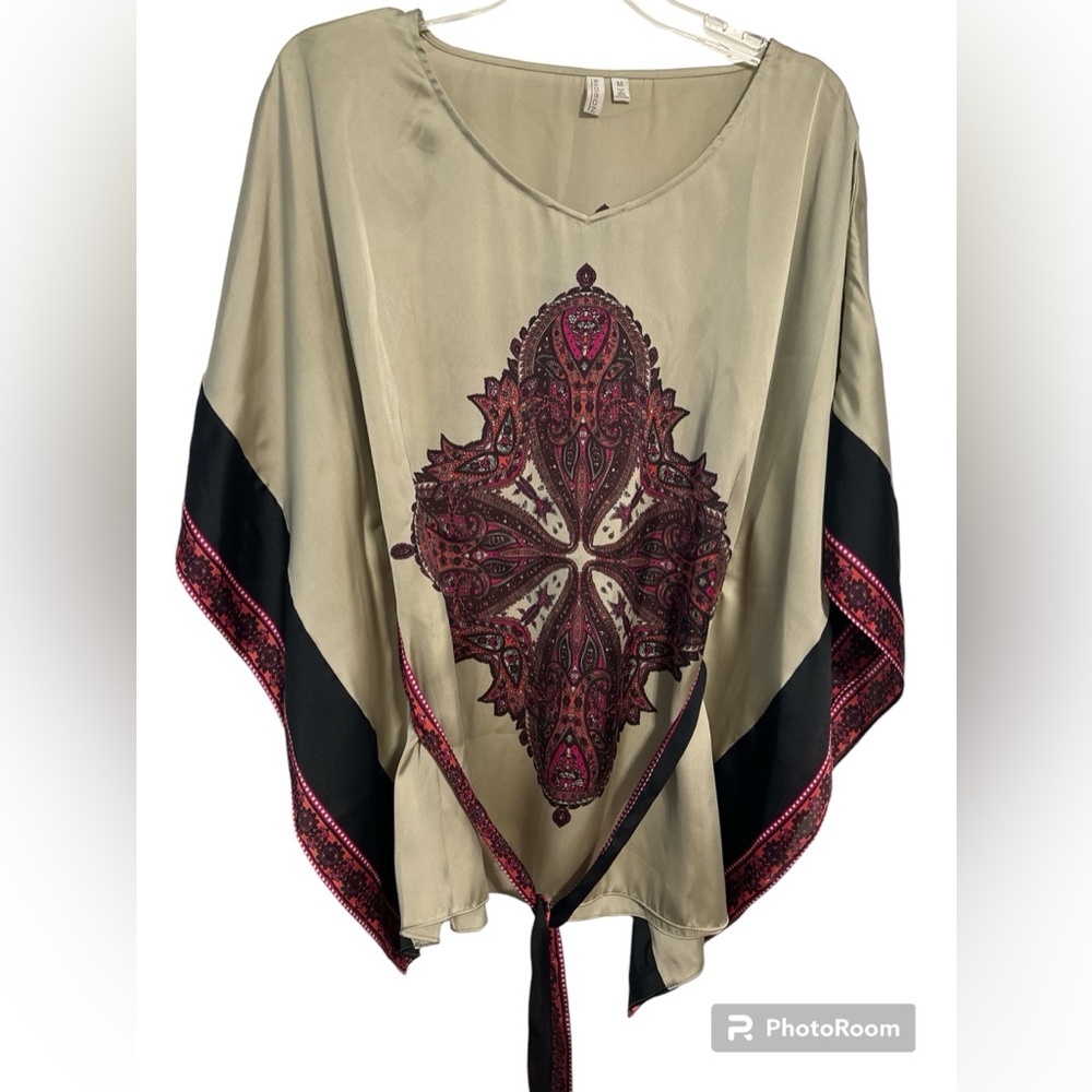 Madison Tan with Paisley Blouse. Size Medium